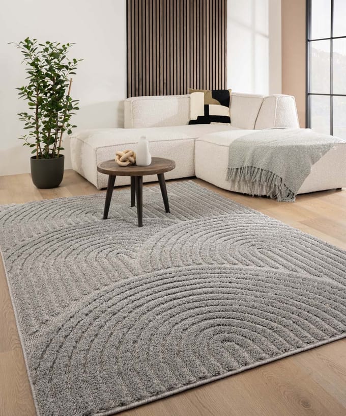 Scandinavisch vloerkleed - Arc Curve lichtgrijs 80x150