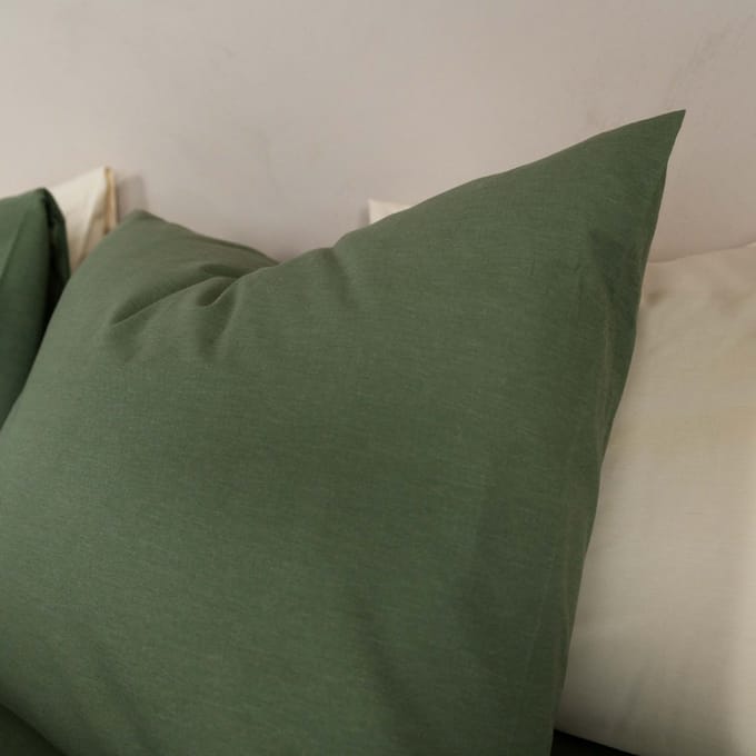 Kayori Kai Kussensloop - 60x70cm Set van 2 - 100% Katoen - Zacht - Groen