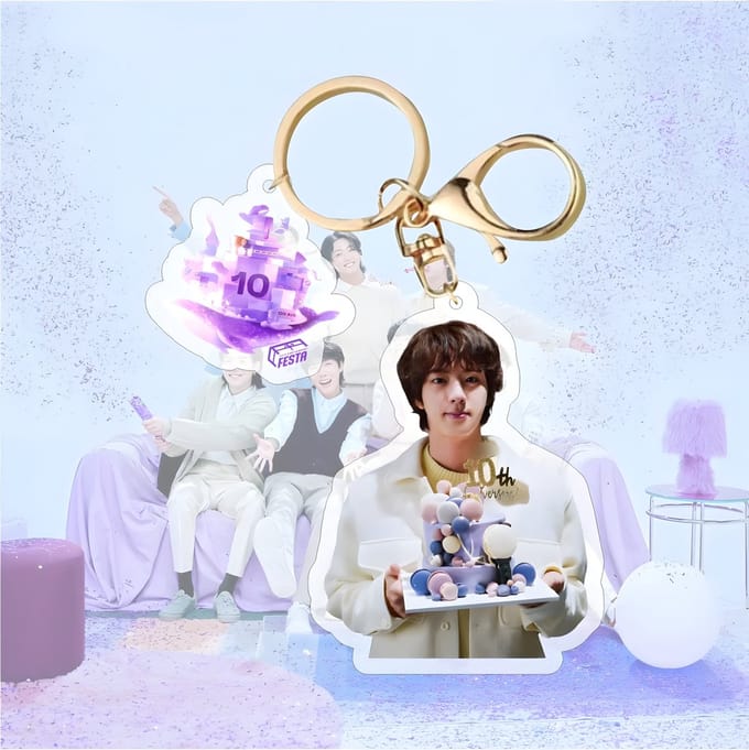 BTS 2023 10th Anniversary Plastic Keyring Acrylic Keychain Jin [Sleutelhanger]