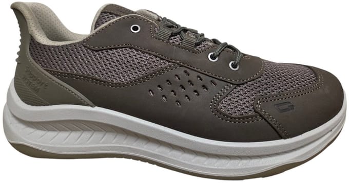 Grisport Heren Veterschoen Mesh Leer Combi Donker Taupe 44701/11