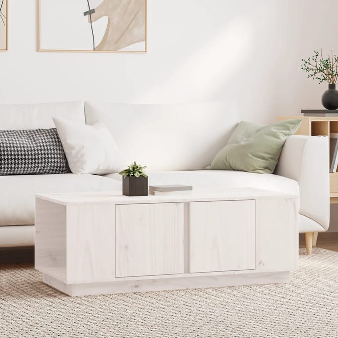vidaXL - Salontafel - 110x50x40 - cm - massief - grenenhout - wit