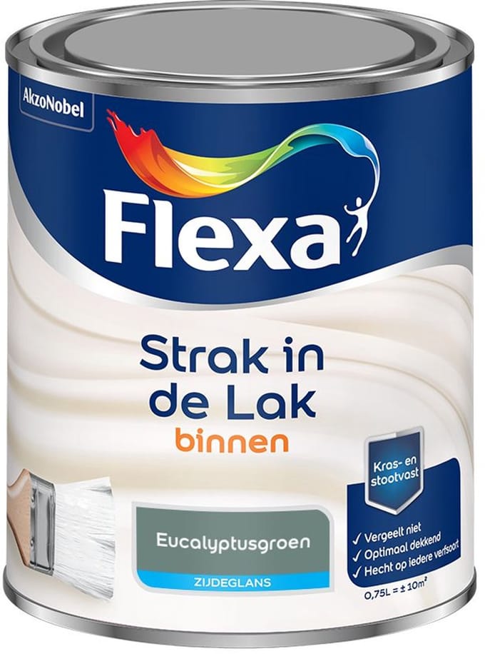 Flexa - Strak In De Lak Binnenlak Zijdeglans - Eucalyptusgroen - Mengverf - 750 Ml