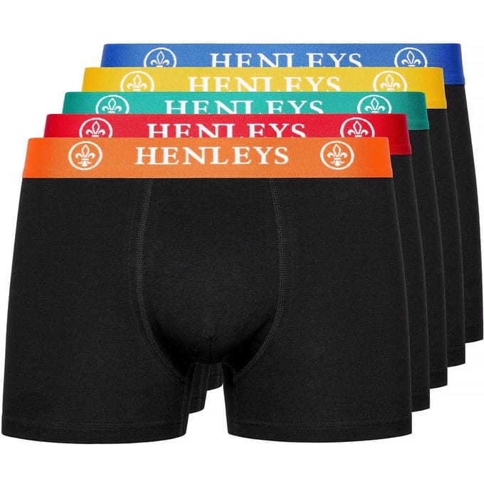 Henleys Heren Primas Boxershorts (Set van 5) (Zwart)