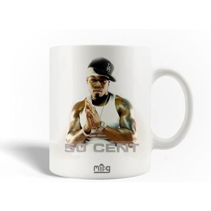 Mug en Céramique - 50 Cent - 30cl - Blanc - Compatible Lave-Vaisselle - Rond