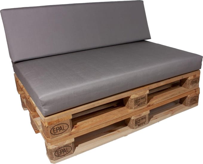 Palletkussen set  strak Grijs 120x80x10 cm