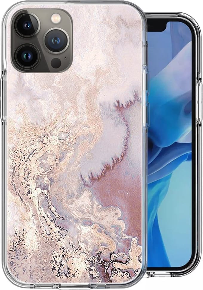 Hoesje geschikt voor iPhone 13 Pro Max - Siliconen Shock Proof Case Back Cover Hoes Marmer Roze