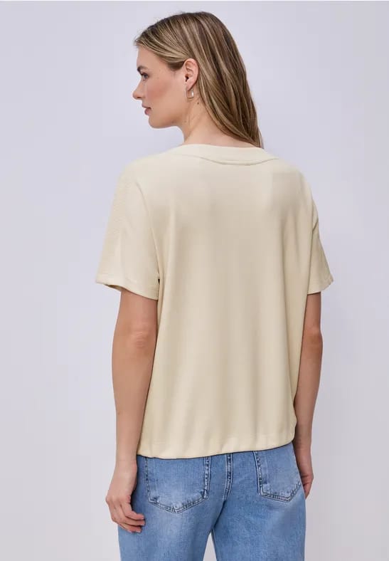 Shirt met overhangende schouders en geribd detail
