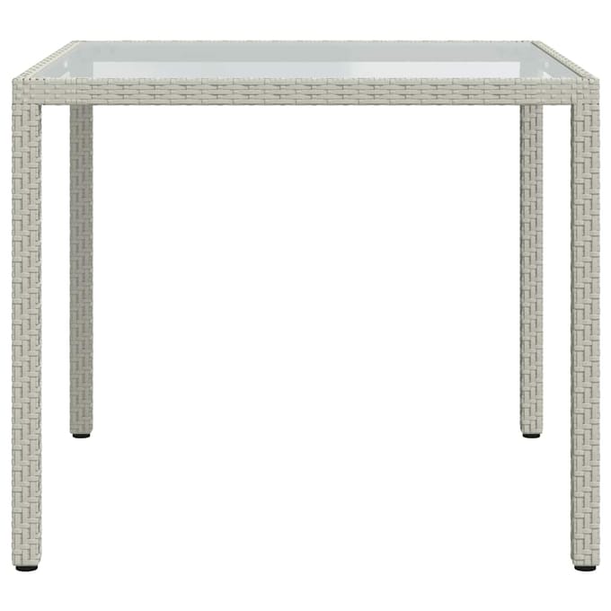 vidaXL - Tuintafel - 90x90x75 - cm - gehard - glas - en - poly - rattan - wit