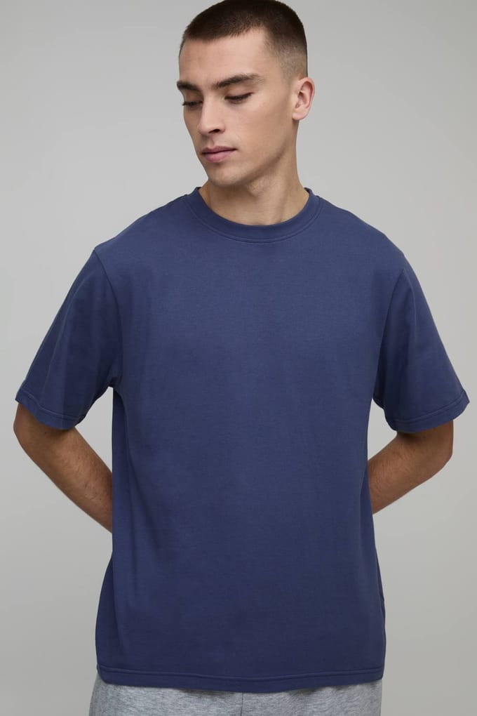 Basic Regular Fit T-shirt Met Ronde Hals | Indigo | Size XS