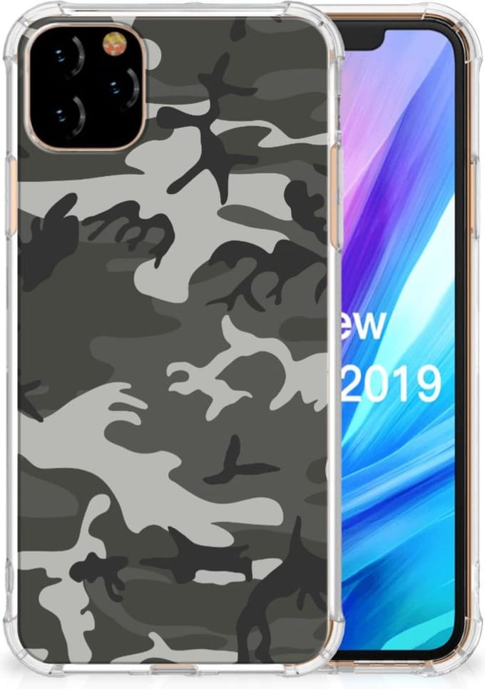 Apple iPhone 11 Pro Max Doorzichtige Silicone Hoesje Army Light