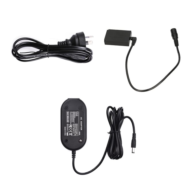 Andoer DR-E12 Dummy Batterij AC Stroomadapter Camera Voeding met Stekker Vervanging voor US plug zwart