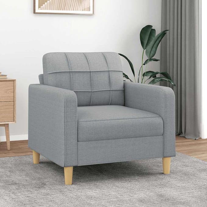 vidaXL - Fauteuil - 60 - cm - stof - lichtgrijs