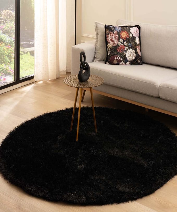 Velvet vloerkleed rond - Posh zwart 200