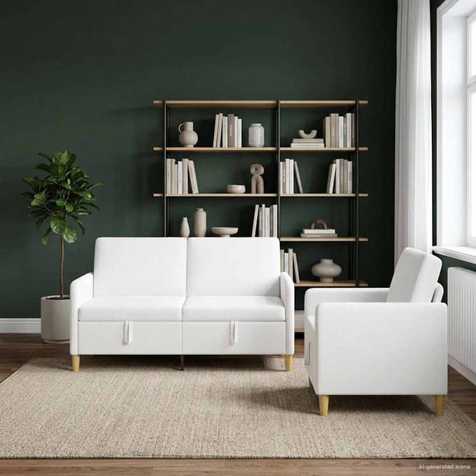 vidaXL - Sofa - Set - Met - Opslag - 2 - st - Wit - Polyester