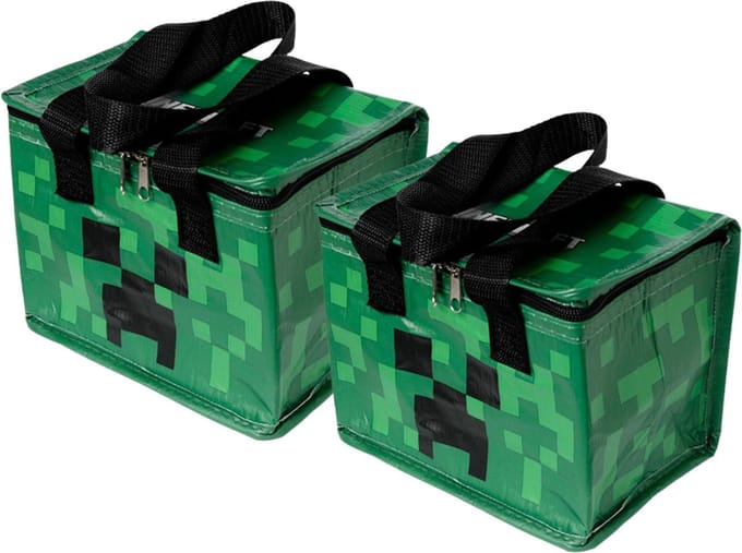 Puckator Kleine lunch/sixpack koeltas - 2 st - Minecraft print - 21 x 15 cm - 4,4 L