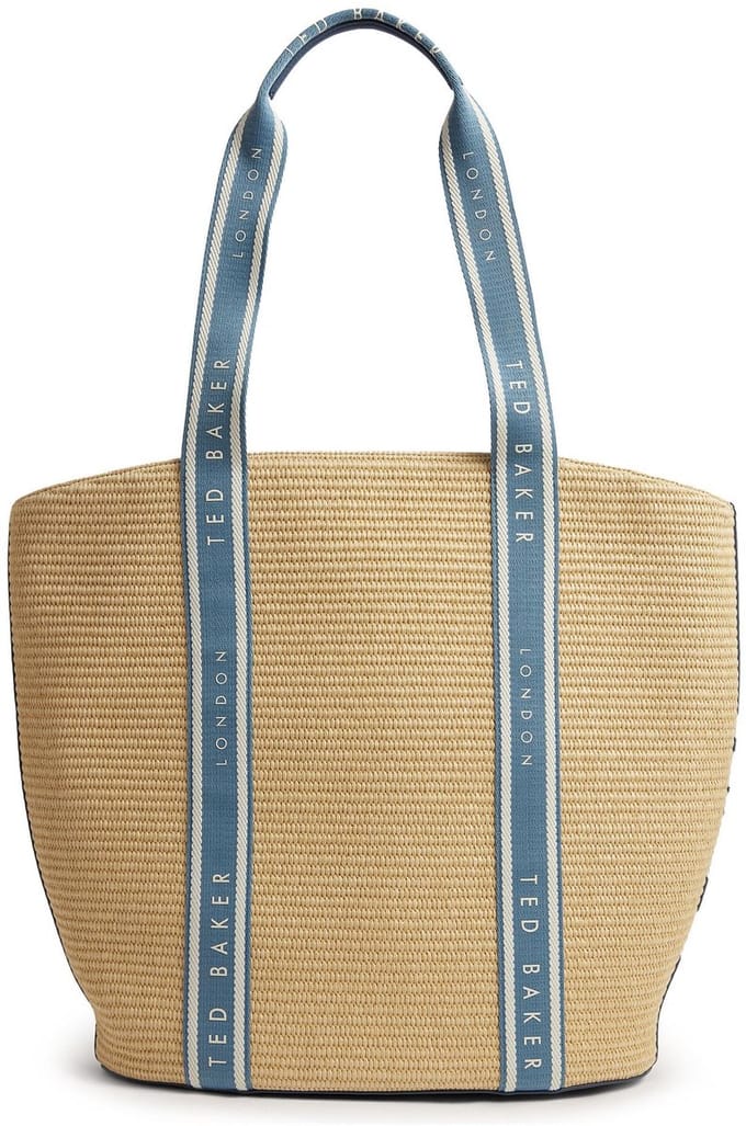 Ted Baker shopper Raffia Webbing Detail Raffia Large Tote Bag Blue beige