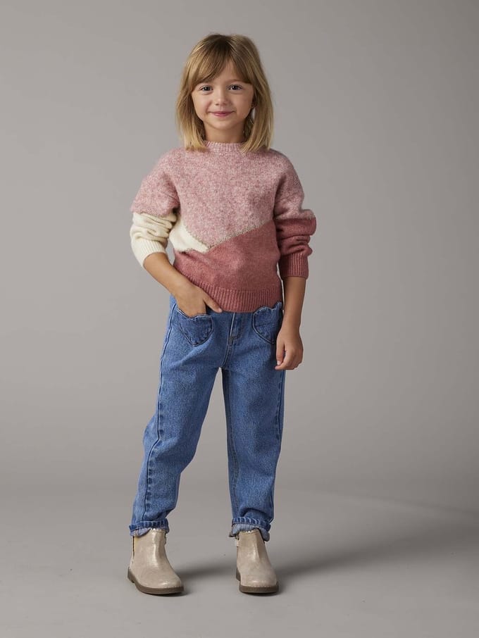 Vertbaudet Paperbag jeans meisjes zakken hartjes