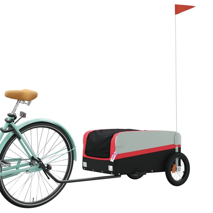 vidaXL - Fietstrailer - 30 - kg - ijzer - zwart - en - rood