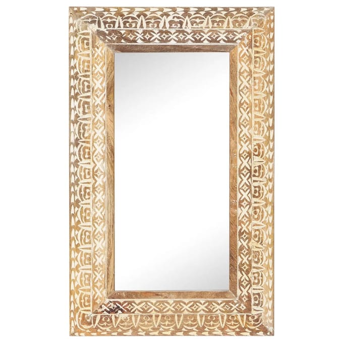 vidaXL - Spiegel - handgesneden - 80x50x2,6 - cm - massief - mangohout