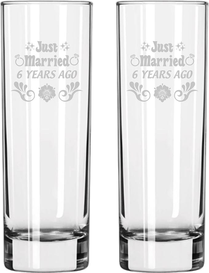Gegraveerde set longdrinkglazen 22cl Just Married 6 years ago