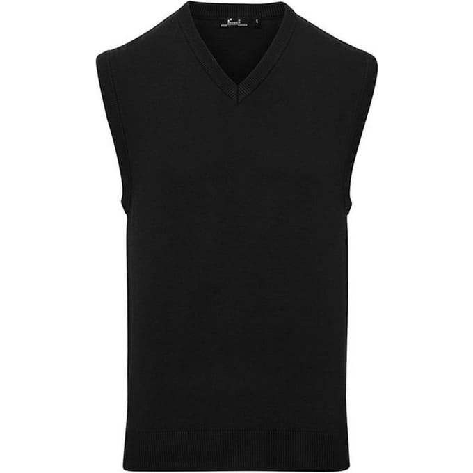 Premier Heren gebreid mouwloos sweatvest (Zwart)