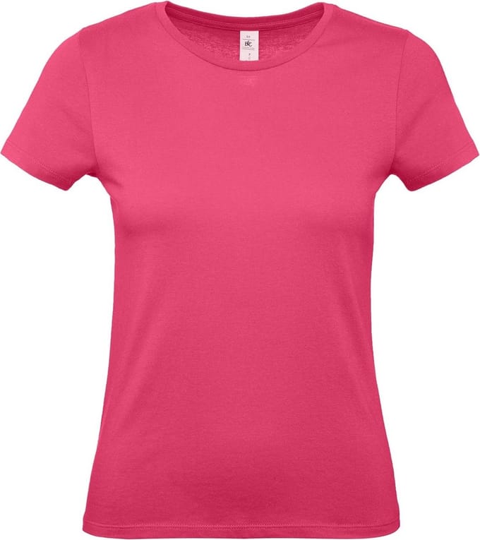 Fuchsia roze basic t-shirts met ronde hals voor dames - katoen - 145 grams - shirts