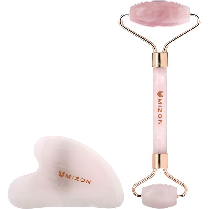 Mizon, facial massage roller and gua sha set, 1 set white