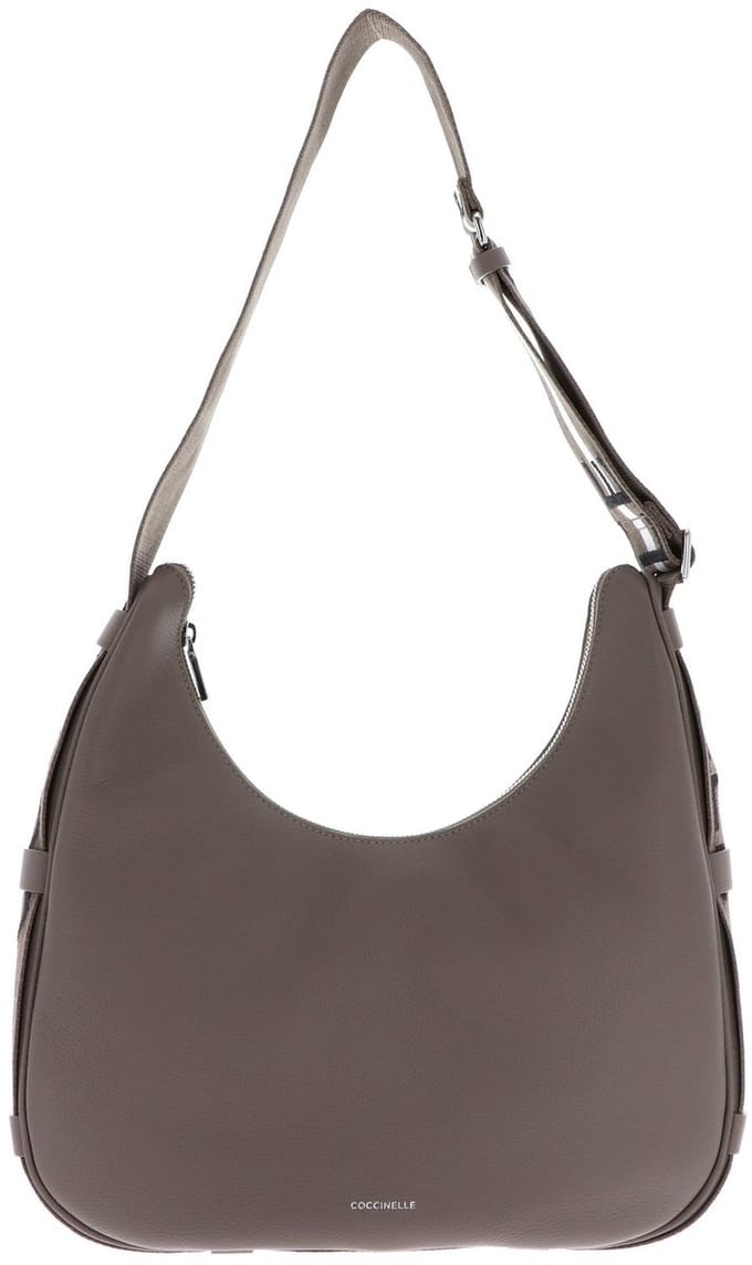 COCCINELLE schoudertas Raquel Handbag Double Grainy Leather Warm Taupe / Rosette