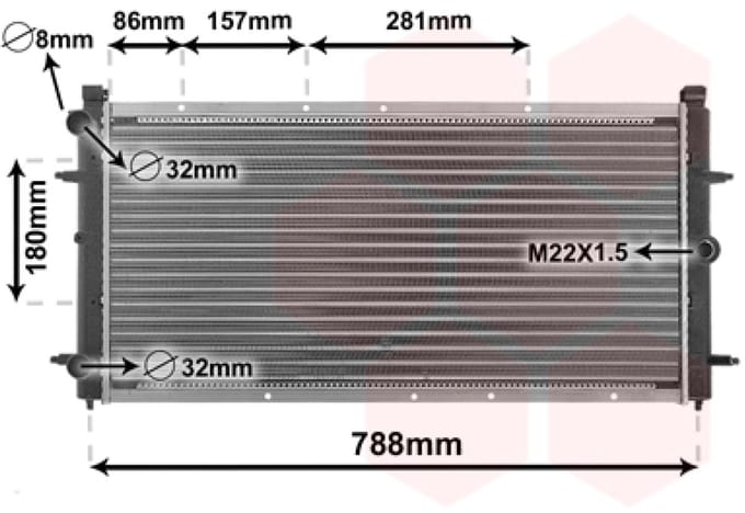Van Wezel - RADIATOR VOOR VW TRANSPORTER CARAVELLE 1996-2003 701121253D