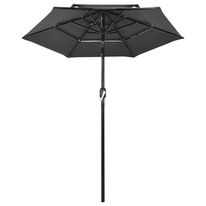 vidaXL Parasol 3-laags met aluminium paal 2 m antracietkleurig
