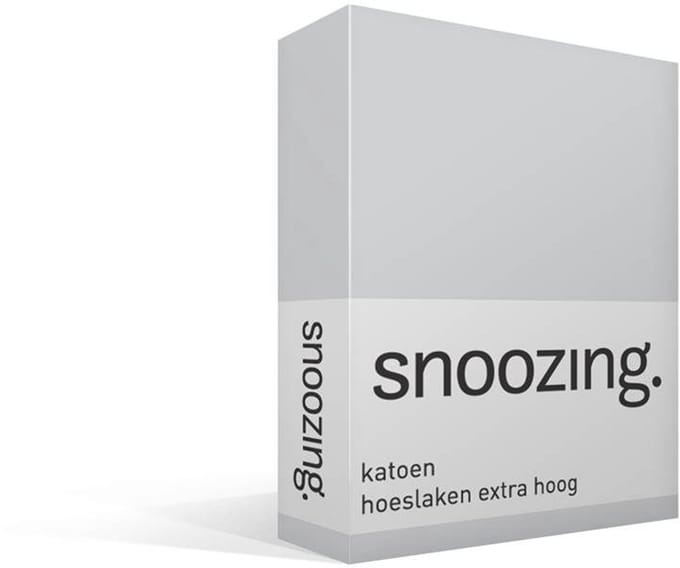 Snoozing - Katoen - Extra Hoog - Hoeslaken - Eenpersoons - 80x200 cm - Grijs