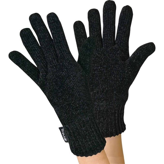 THMO - Dames 3m Dunsulate Chenille Handschoenen - Zwart