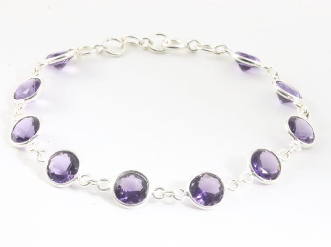 Fijne zilveren armband met amethist