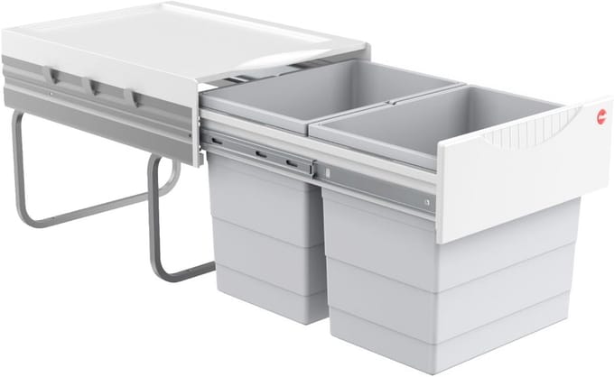 Ruimtebesparende Tandem Afvalbak 2 x 18 liter - 40 cm Kastbreedte