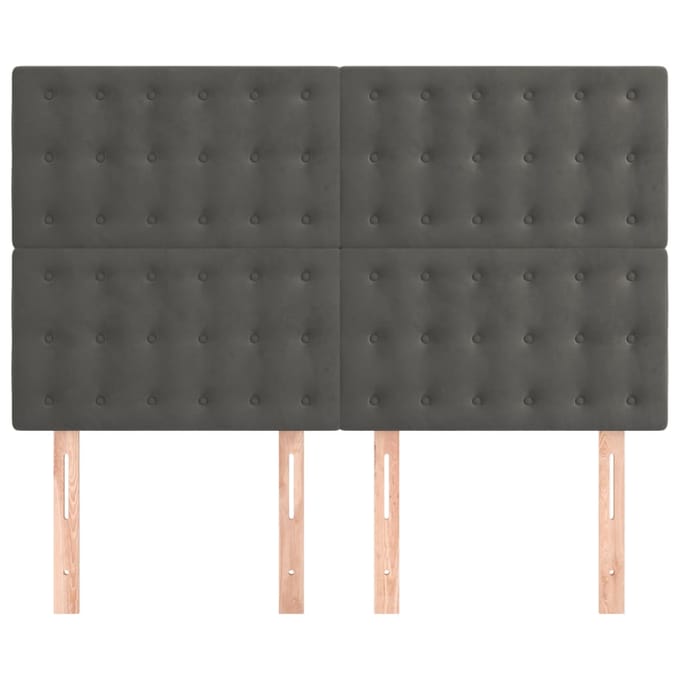 vidaXL - Hoofdbord - donkergrijs - 144x5x118/128 - cm - Fluweel