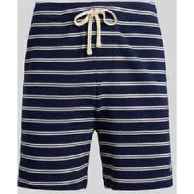 regular fit short van katoenmix met gaatjesmotief-strepen