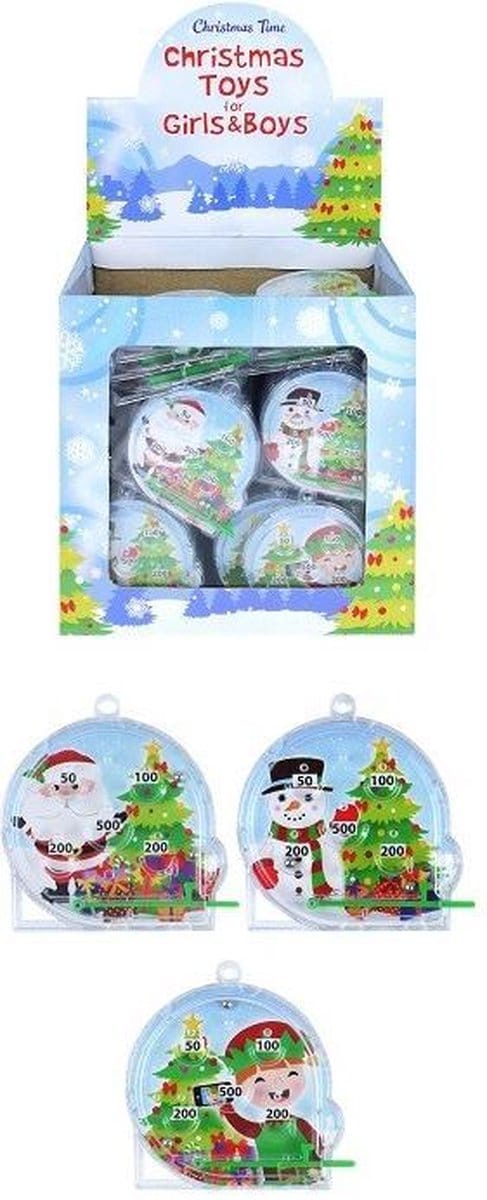 Pippashop Grabbelton flipperspel - Kerst uitdeelcadeautjes - 12 stuks