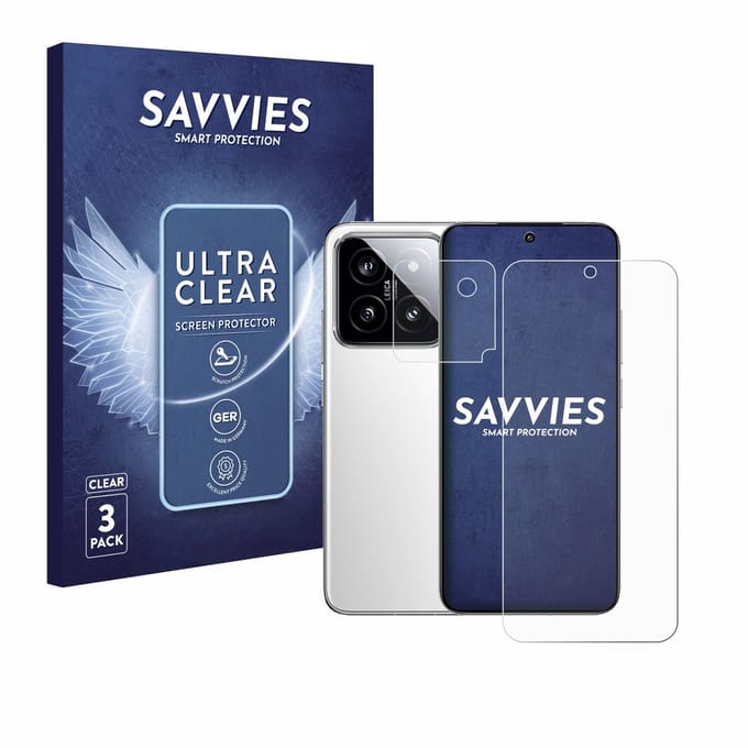 Savvies - Screenprotector voor Xiaomi 14 (Voor+Camera) - Folie Beschermfolie transparant 6 Stuks