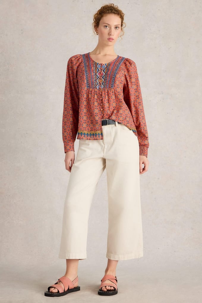 White Stuff Abigail Embroidered Top Pink Multi Taglia: 20 | Maglie a manica lunga Outlet | Donna | Rosa