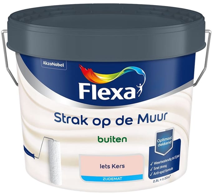 Flexa - Strak Op De Muur Buiten Zijdemat - Iets Kers - Mengverf - 2,5 L