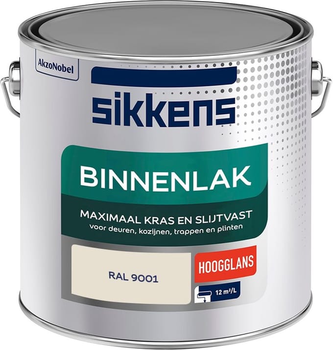 Sikkens - Binnenlak Hoogglans - Ral 9001 - Mengverf - 2,5 L