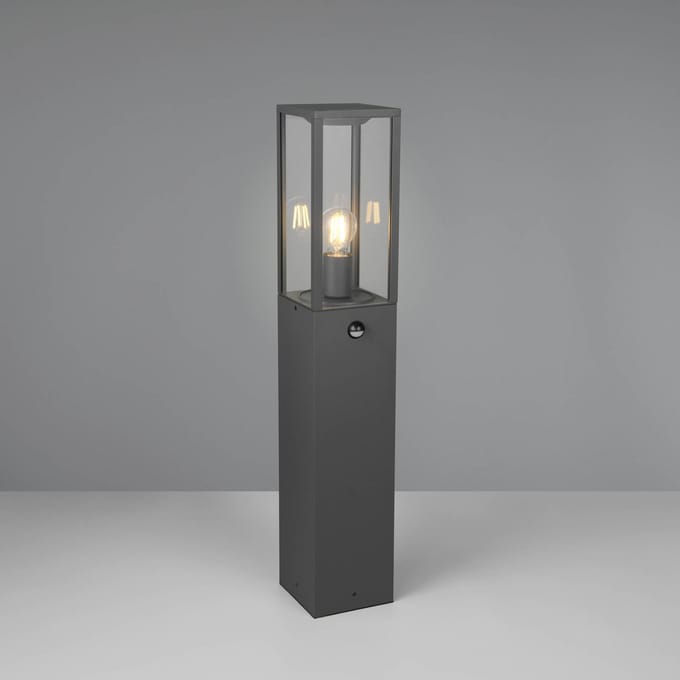 Trio Lighting Sensor-tuinpadverlichting GARONNE, antraciet, hoogte 80 cm, metaal IP44