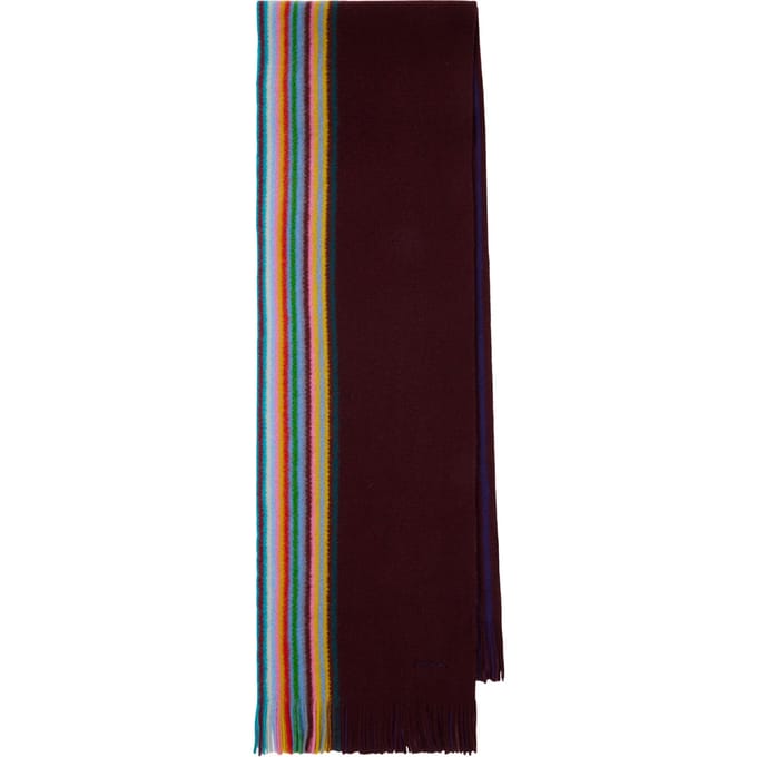 Paul Smith Scarf Multi Edge Reversible Burgundy/ Borde Größe: OS | Schals Outlet | Herren | Braun