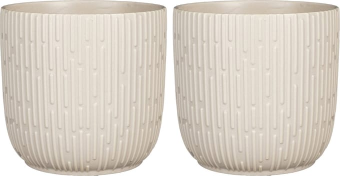 Mica Decorations Plantenpot - 2x stuks - bloempot - keramiek - mat wit - D19 - H18 cm