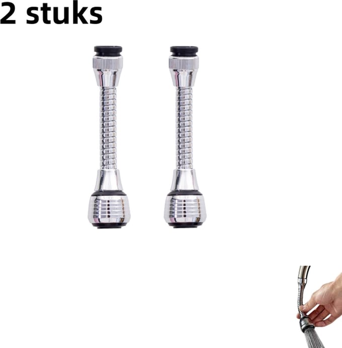 2-delig - Kraanuitloop - Spatbescherming - Keuken Home Verlengde Douchestraal Verlengfilter - Zilver - Lang