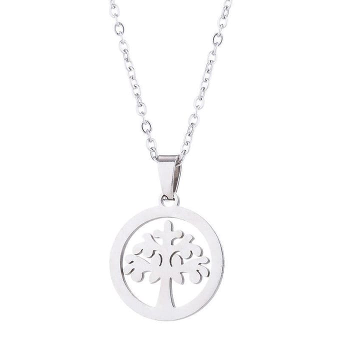 24/7 Jewelry Collection Levensboom Ketting - Cirkel - Zilverkleurig