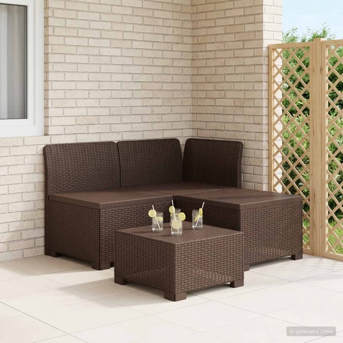 vidaXL - 3-Zits - Tuin - Sofa - Rottanlook - 3-zits - PP - Bruin