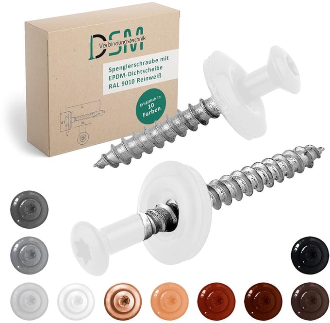 Dakdekkersschroeven - Schroeven met ring - Dak en gevel - EPDM afdichtring - 45 x 35 mm - Zuiver wit