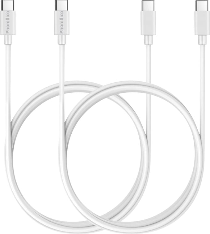 2x USB C naar USB C Kabel Wit - 1 meter - Oplaadkabel voor Samsung Galaxy NOTE 20 / NOTE 20 ULTRA
