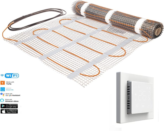 Solidparts Elektrische vloerverwarmingsset 2.0m2 met Wifi thermostaat Wit